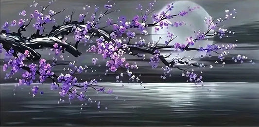 Purple tree in moonlight 30x60cm