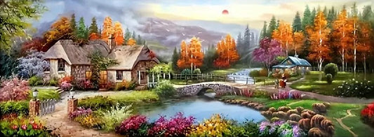LARGE Scenic Riverside Cottage 100x40cm
