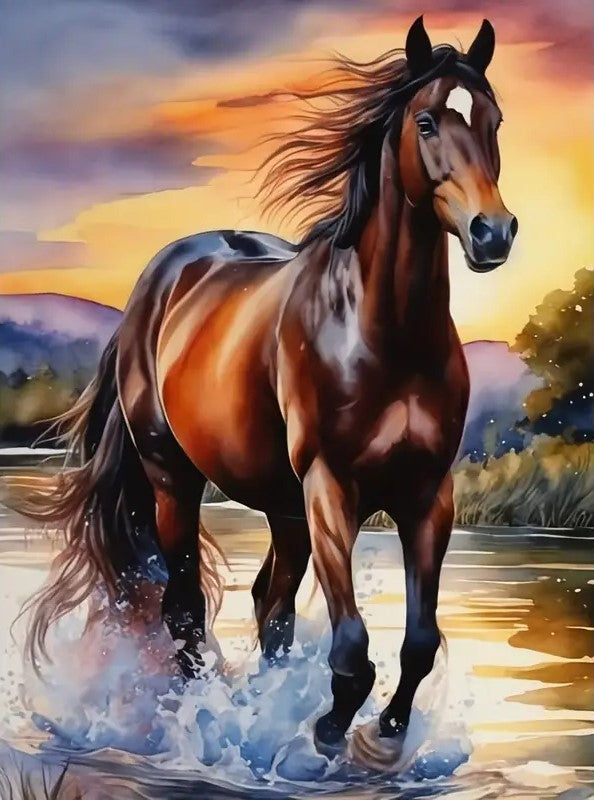 Brown horse running