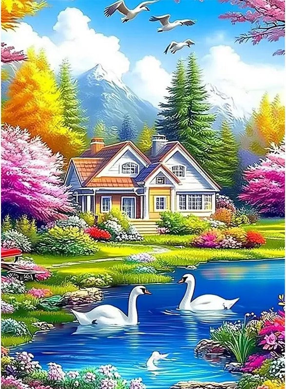 Swans in lake