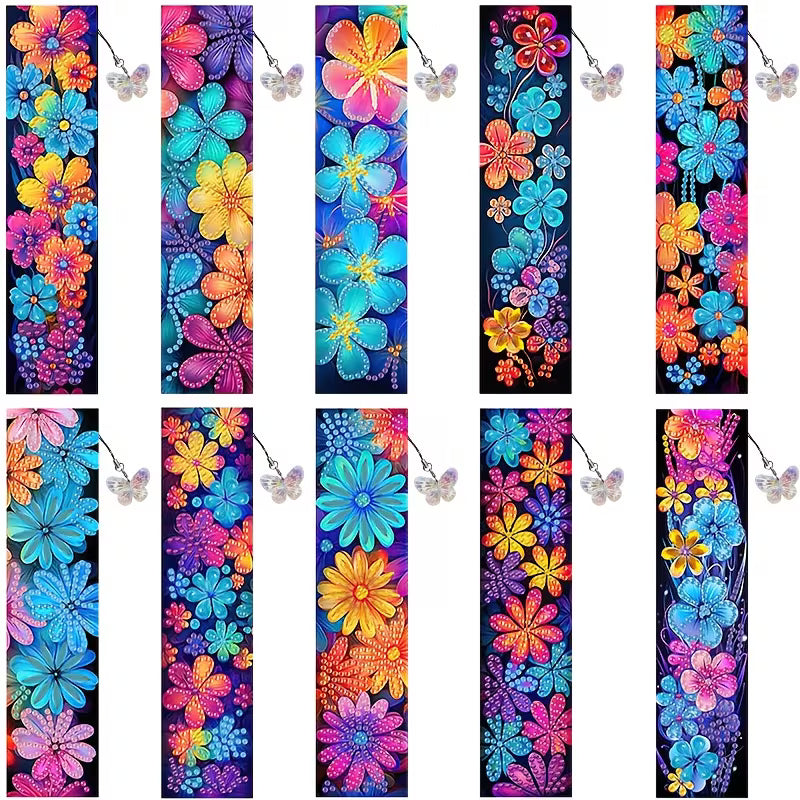 Bookmarks - Colourful flowers - Set of 10