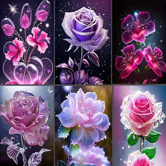 Set of 6 diamond paintings - Flowers