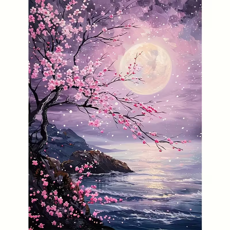 Pink tree in moonlight